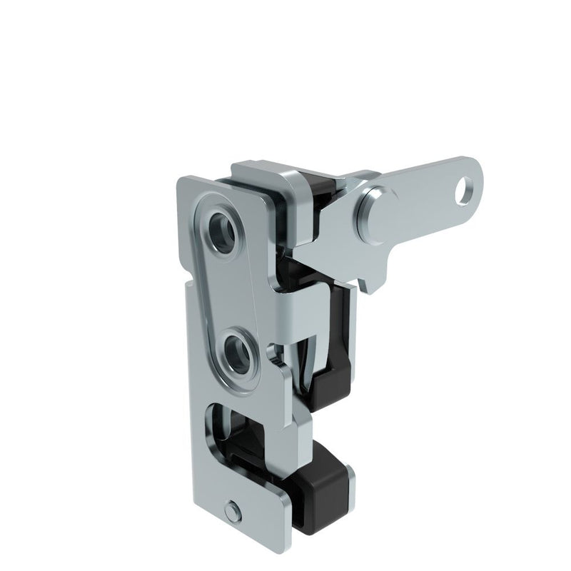 SOUTHCO Rotary Push-to-Close Latch, Small Size, Single Stage, with Integrated Bumper, Perpendicular Lever, M6 Thread, Steel, Zinc Plate, Bright chromate [R4-10-12-105-10]