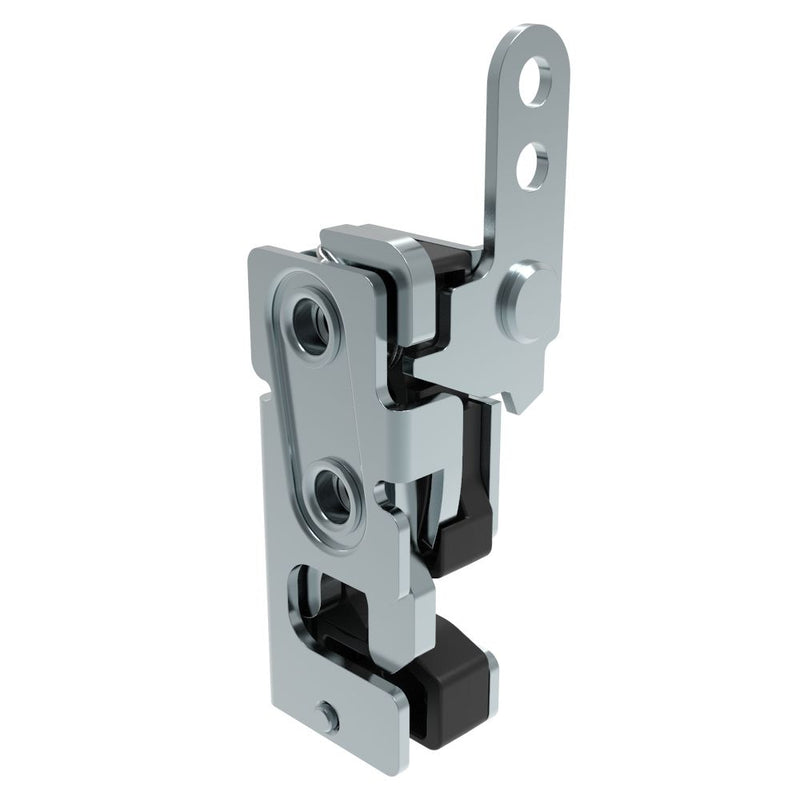 SOUTHCO Rotary Push-to-Close Latch, Small Size, Single Stage, with Integrated Bumper, In-Line Lever, M6 Thread, Steel, Zinc Plate, Bright chromate [R4-10-12-205-10]