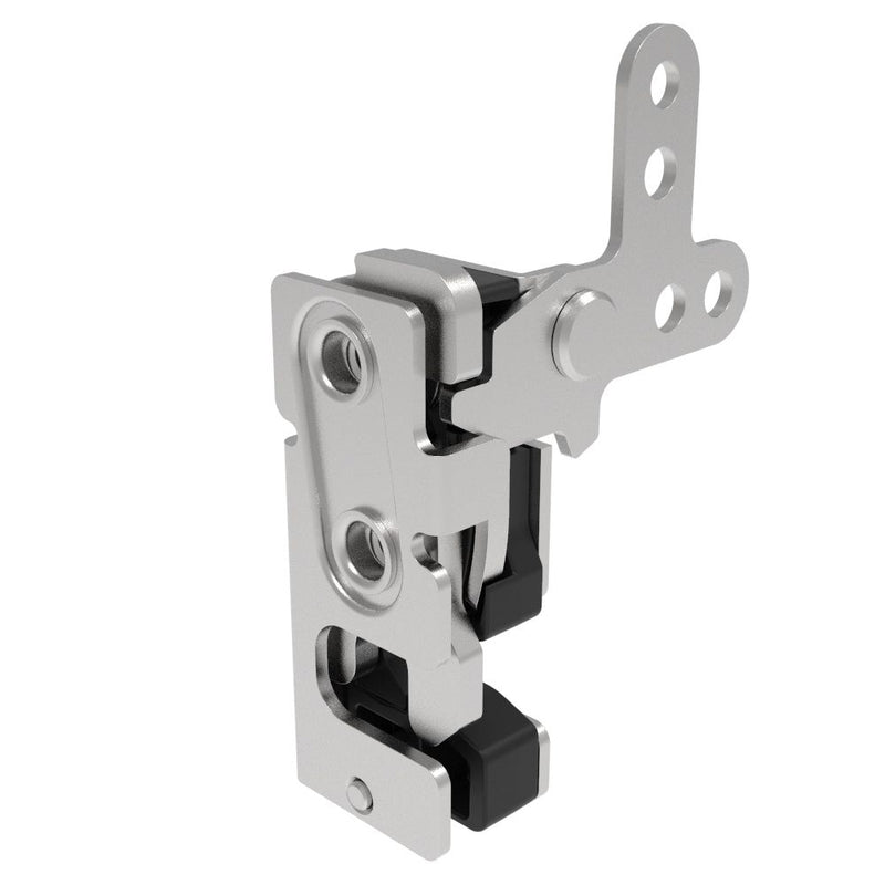 SOUTHCO Rotary Push-to-Close Latch, Small Size, Single Stage, with Integrated Bumper, 2-Point Trigger, M6 Thread, Stainless Steel, Passivated [R4-10-12-305-20]