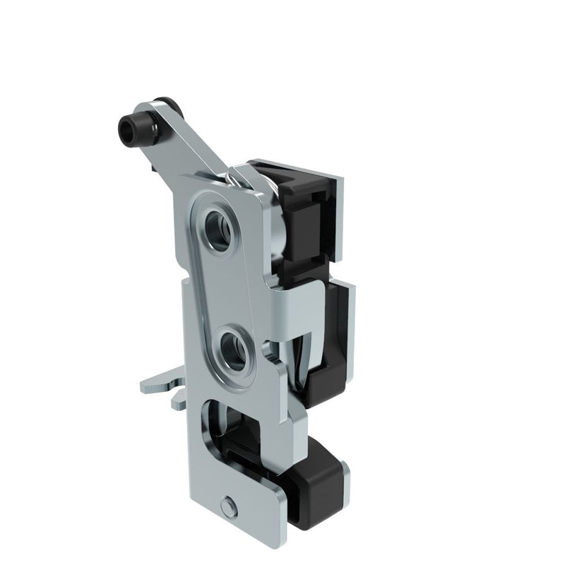 SOUTHCO Rotary Push-to-Close Latch, Small Size, Single Stage, with Integrated Bumper, Bottom Trigger, M6 Thread, Steel, Zinc Plate, Bright chromate [R4-10-12-506-10]