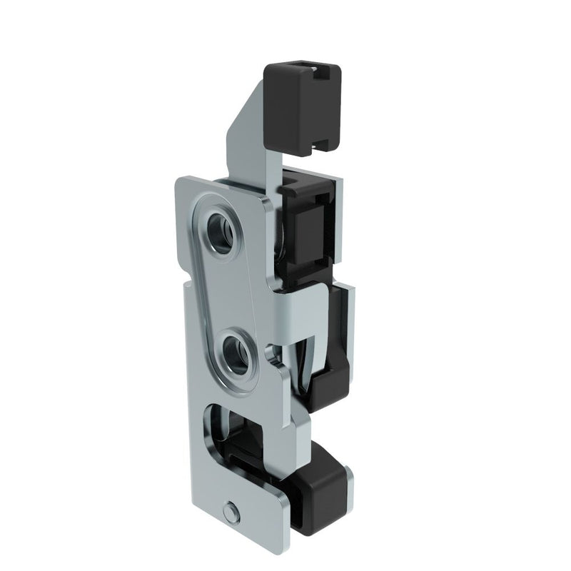 SOUTHCO Rotary Push-to-Close Latch, Small Size, Single Stage, with Integrated Bumper, Direct Trigger, M6 Thread, Steel, Zinc Plate, Bright chromate [R4-10-12-905-10]