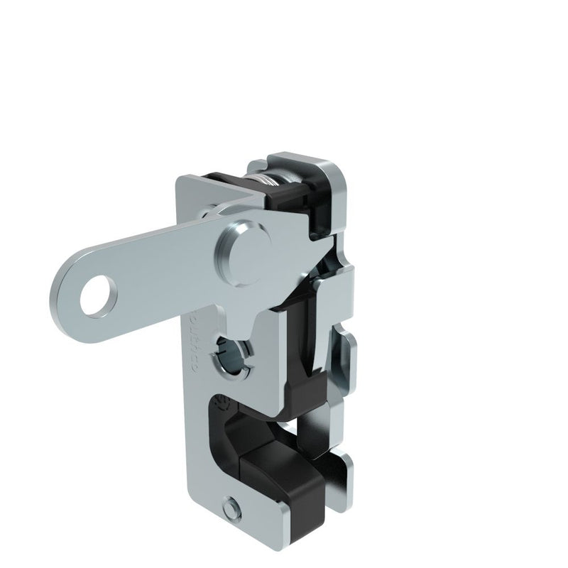 SOUTHCO Rotary Push-to-Close Latch, Small Size, Single Stage, with Integrated Bumper, Perpendicular Lever, 7.2 mm Through Hole, Steel, Zinc Plate, Bright chromate [R4-10-20-105-10]