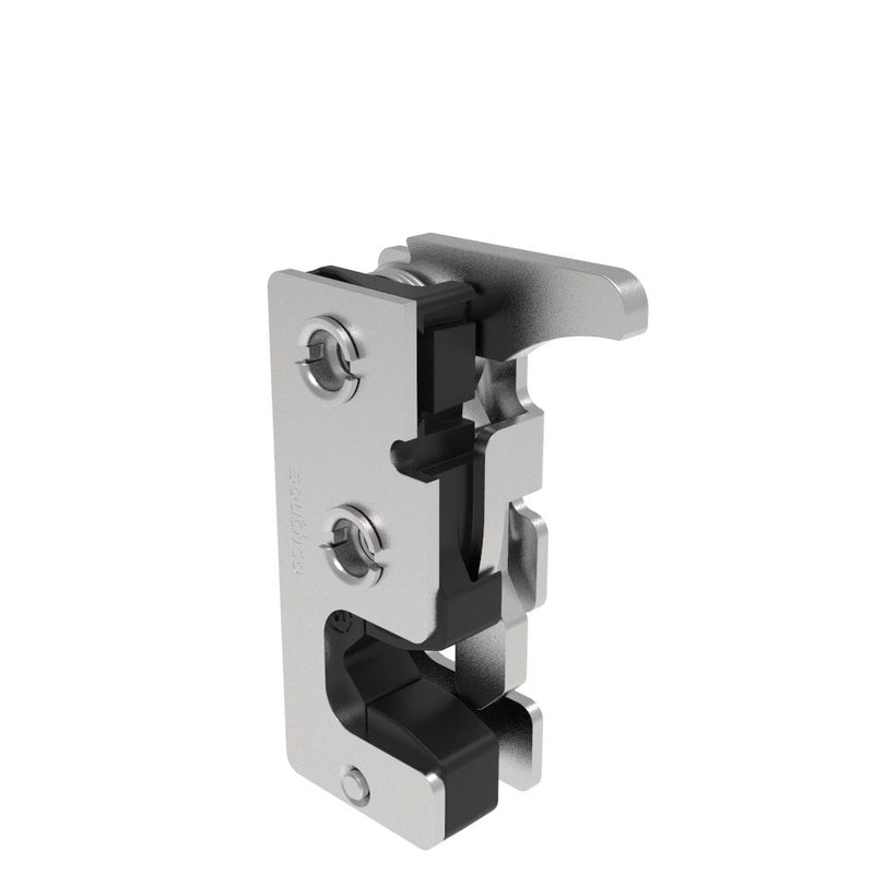 SOUTHCO Rotary Push-to-Close Latch, Small Size, Single Stage, with Integrated Bumper, Hand Operated Trigger, 7.2 mm Thru, Stainless Steel, Passivated [R4-10-20-405-20]
