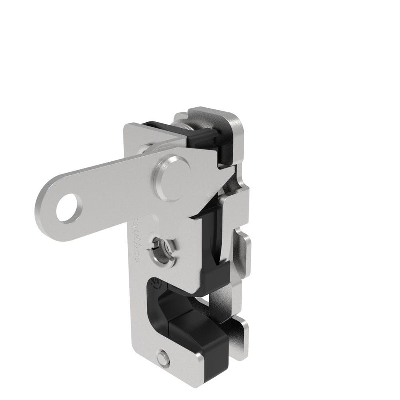 SOUTHCO Rotary Push-to-Close Latch, Small Size, Single Stage, with Integrated Bumper, Perpendicular Trigger, 1/4-20 Thread, Stainless Steel, Passivated [R4-10-21-105-20]