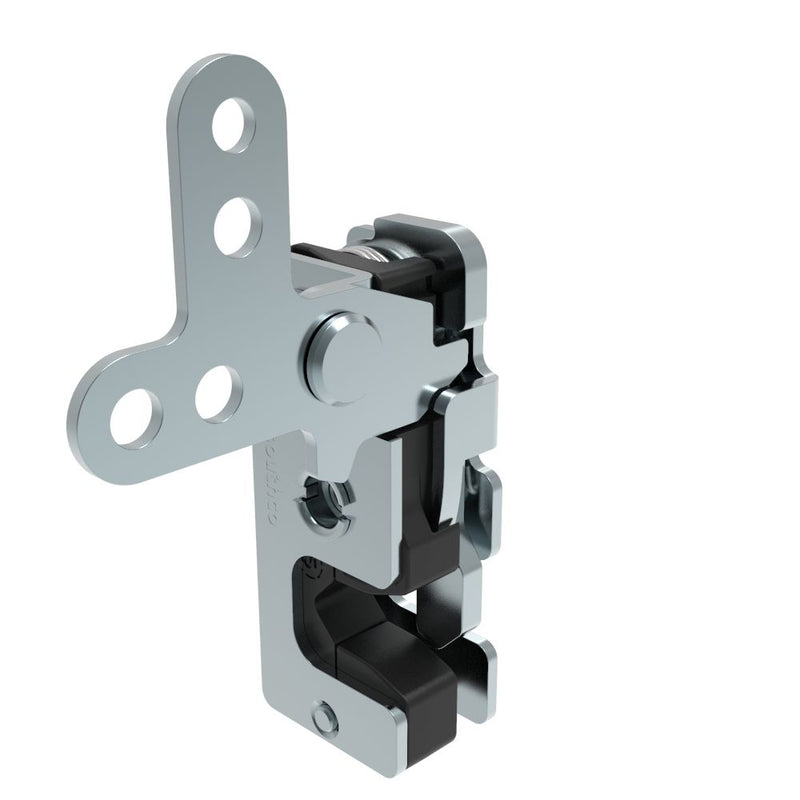 SOUTHCO Rotary Push-to-Close Latch, Small Size, Single Stage, with Integrated Bumper, 2-Point Lever, 1/4-20 Thread, Steel, Zinc Plate, Bright chromate [R4-10-21-305-10]