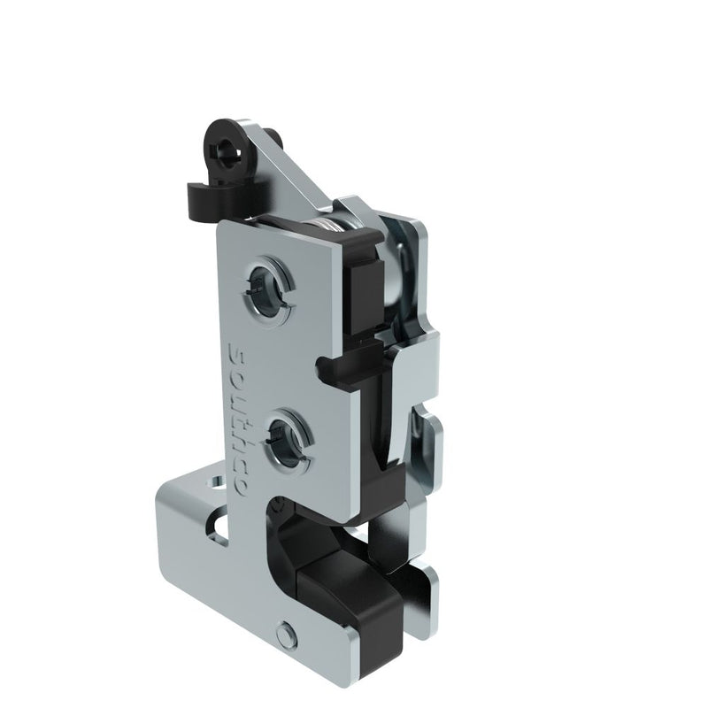 SOUTHCO Rotary Push-to-Close Latch, Small Size, Single Stage, with Integrated Bumper, Bottom Trigger, 1/4-20 Thread, Steel, Zinc Plate, Bright chromate [R4-10-21-506-10]