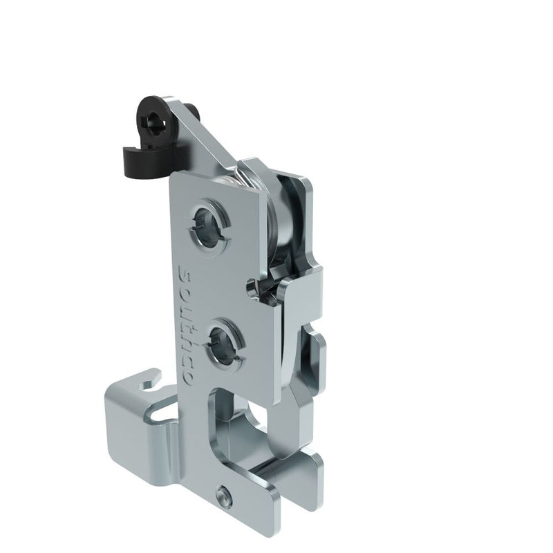 SOUTHCO Rotary Push-to-Close Latch, Small Size, Single Stage, with Integrated Cable Mounting Bracket, Bottom Trigger, M6 Thread, Steel, Zinc Plate, Bright chromate [R4-10-22-502-10]