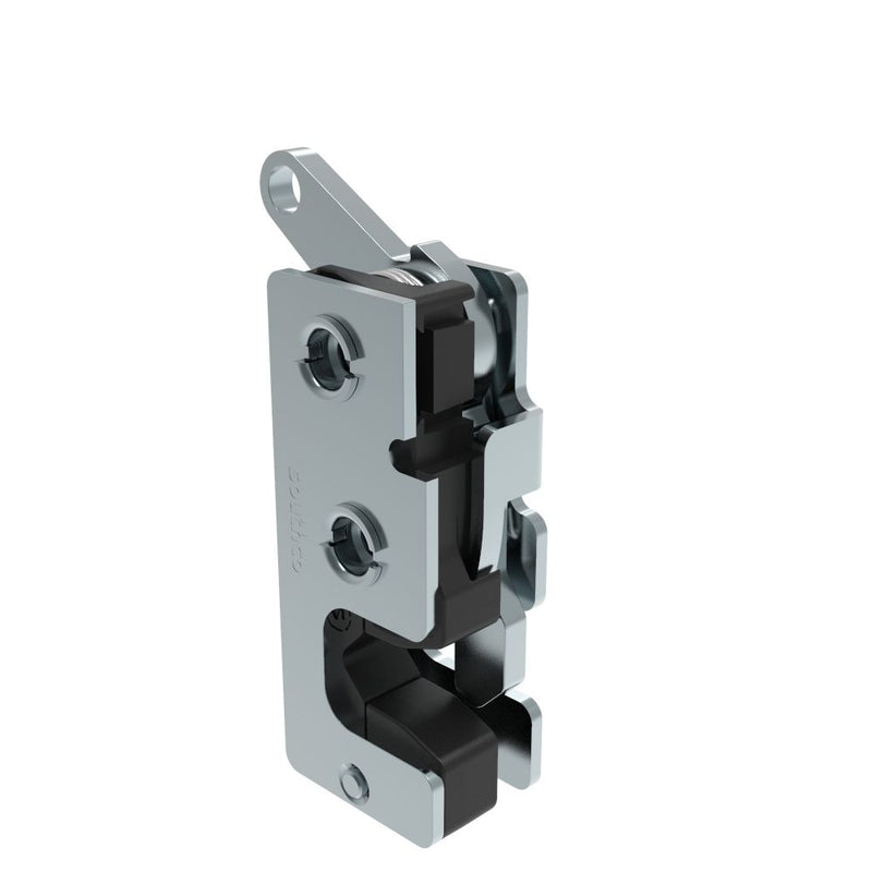 SOUTHCO Rotary Push-to-Close Latch, Small Size, Single Stage, with Integrated Bumper, Bottom Trigger, M6 Thread, Steel, Zinc Plate, Bright chromate [R4-10-22-505-10]