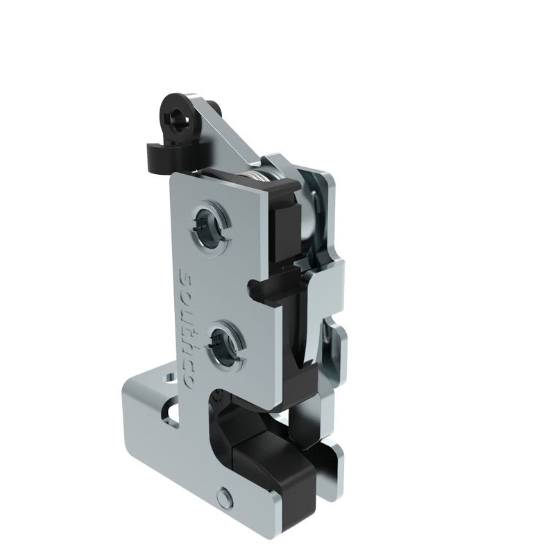 SOUTHCO Rotary Push-to-Close Latch, Small Size, Single Stage, with Integrated Bumper, Bottom Trigger, M6 Thread, Steel, Zinc Plate, Bright chromate [R4-10-22-506-10]
