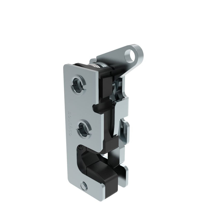 SOUTHCO Rotary Push-to-Close Latch, Small Size, Single Stage, with Integrated Bumper, Top Trigger, M6 Thread, Steel, Zinc Plate, Bright chromate [R4-10-22-605-10]