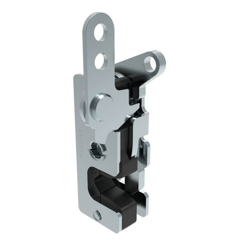 SOUTHCO Rotary Push-to-Close Latch, Small Size, Single Stage, with Integrated Bumper, Dual Trigger, In-line / Top Trigger, M6 Thread, Steel, Zinc Plate, Bright chromate [R4-10-22-805-10]