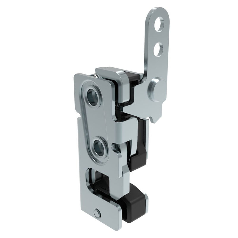 SOUTHCO Rotary Push-to-Close Latch, Small Size, Two Stage, with Integrated Bumper, In-Line Lever, 7.2 mm Through Hole, Steel, Zinc Plate, Bright chromate [R4-10-30-205-10]