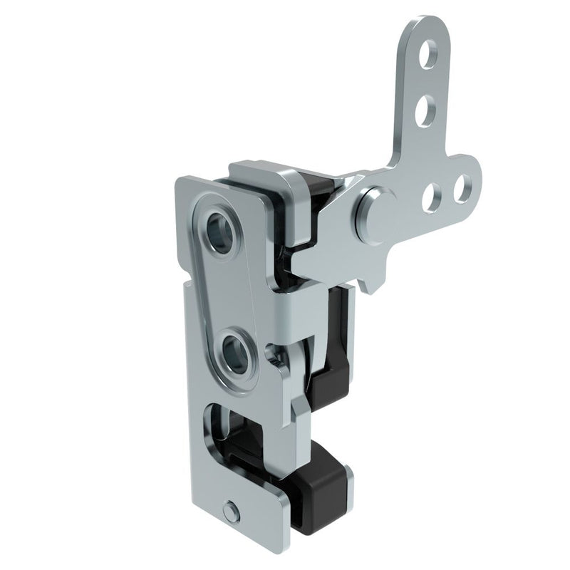 SOUTHCO Rotary Push-to-Close Latch, Small Size, Two Stage, with Integrated Bumper, 2-Point Lever, 7.2 mm Through Hole, Steel, Zinc Plate, Bright chromate [R4-10-30-305-10]