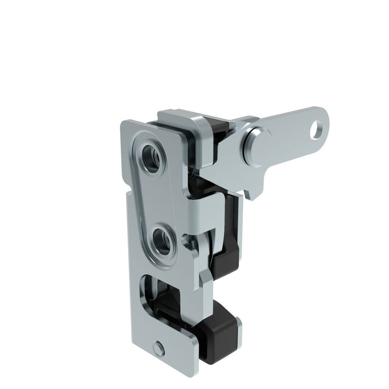 SOUTHCO Rotary Push-to-Close Latch, Small Size, Two Stage, with Integrated Bumper, Perpendicular Lever, 1/4-20 Thread, Steel, Zinc Plate, Bright chromate [R4-10-31-105-10]