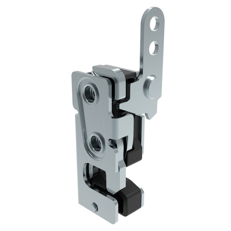 SOUTHCO Rotary Push-to-Close Latch, Small Size, Two Stage, with Integrated Bumper, In-Line Lever, M6 Thread, Steel, Zinc Plate, Bright chromate [R4-10-32-205-10]