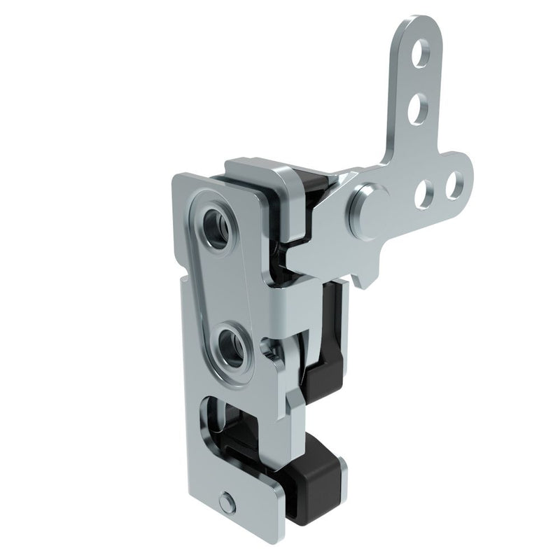 SOUTHCO Rotary Push-to-Close Latch, Small Size, Two Stage, with Integrated Bumper, 2-Point Lever, M6 Thread, Steel, Zinc Plate, Bright chromate [R4-10-32-305-10]