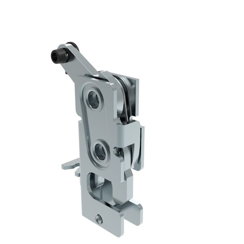 SOUTHCO Rotary Push-to-Close Latch, Small Size, Two Stage, with Integrated Cable Mounting Bracket, Bottom Trigger, M6 Thread, Steel, Zinc Plate, Bright chromate [R4-10-32-502-10]