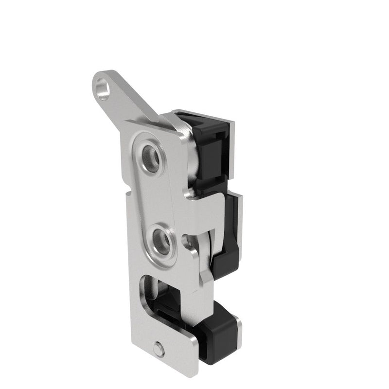 SOUTHCO Rotary Push-to-Close Latch, Small Size, Two Stage, with Integrated Bumper, Bottom Trigger, M6 Thread, Stainless Steel, Passivated [R4-10-32-505-20]