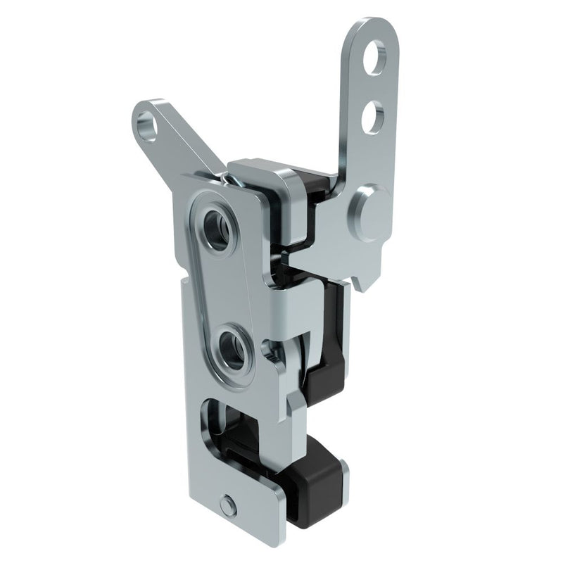 SOUTHCO Rotary Push-to-Close Latch, Small Size, Two Stage, with Integrated Bumper, Dual Trigger, In-line / Bottom Trigger, M6 Thread, Steel, Zinc Plate, Bright chromate [R4-10-32-705-10]