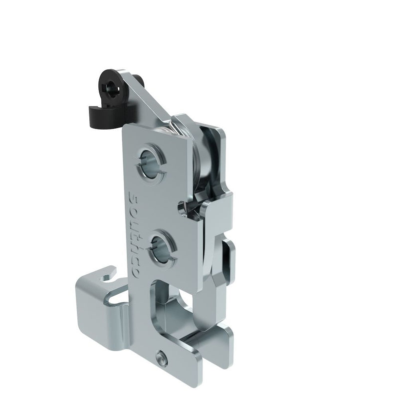 SOUTHCO Rotary Push-to-Close Latch, Small Size, Two Stage, with Integrated Cable Mounting Bracket, Bottom Trigger, 7.2 mm Thru, Steel, Zinc Plate, Bright chromate [R4-10-40-502-10]