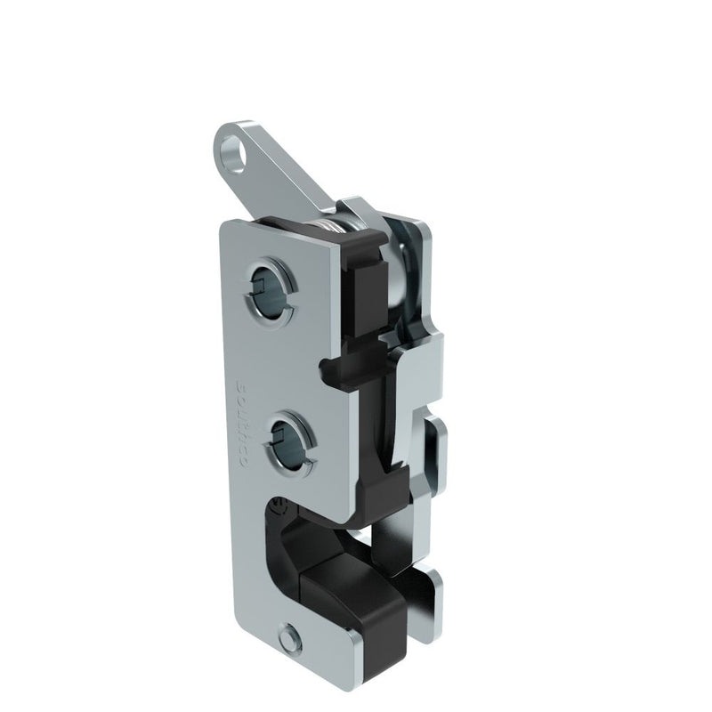 SOUTHCO Rotary Push-to-Close Latch, Small Size, Two Stage, with Integrated Bumper, Bottom Trigger, 7.2 mm Through Hole, Steel, Zinc Plate, Bright chromate [R4-10-40-505-10]