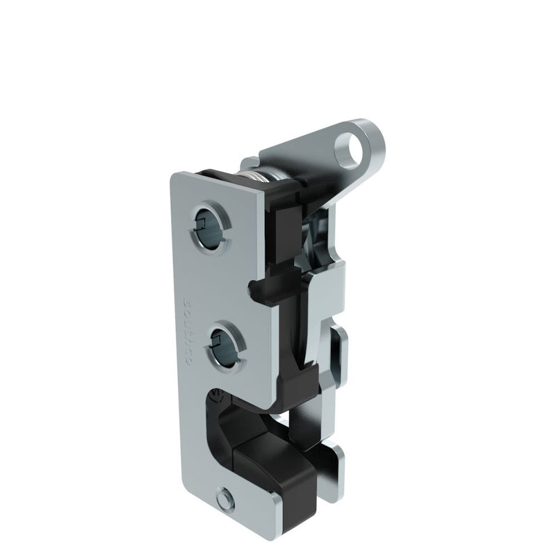 SOUTHCO Rotary Push-to-Close Latch, Small Size, Two Stage, with Integrated Bumper, Top Trigger, 7.2 mm Through Hole, Steel, Zinc Plate, Bright chromate [R4-10-40-605-10]