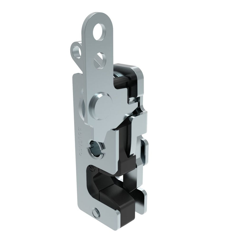 SOUTHCO Rotary Push-to-Close Latch, Small Size, Two Stage, with Integrated Bumper, Dual Trigger, In-line / Bottom Trigger, 7.2 mm Thru, Steel, Zinc Plate, Bright chromate [R4-10-40-705-10]