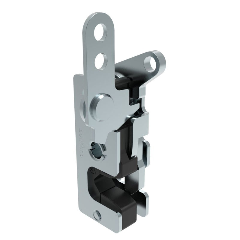 SOUTHCO Rotary Push-to-Close Latch, Small Size, Two Stage, with Integrated Bumper, Dual Trigger, In-line / Top Trigger, 7.2 mm Thru, Steel, Zinc Plate, Bright chromate [R4-10-40-805-10]