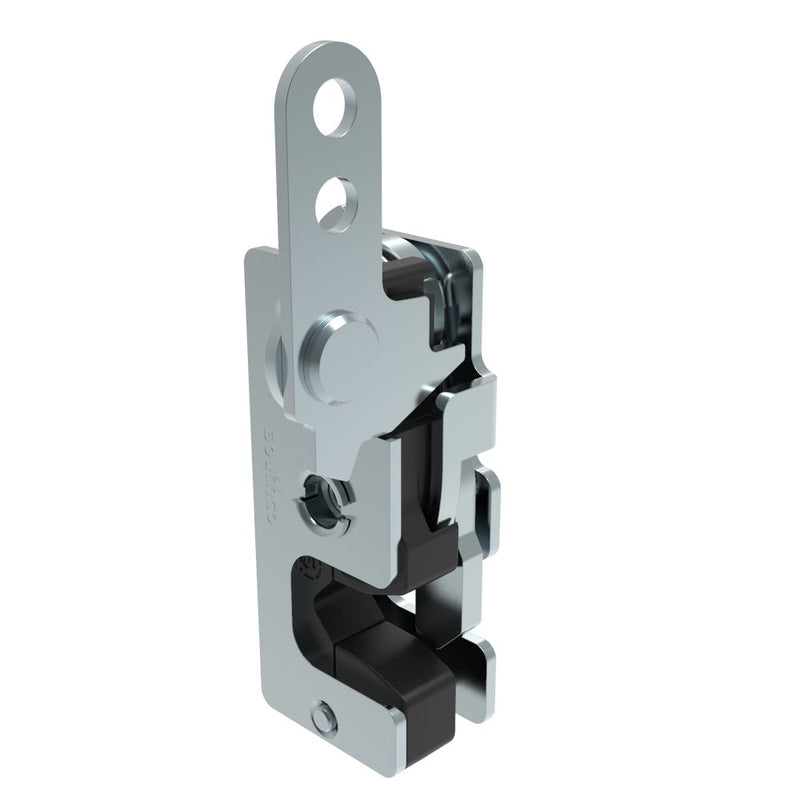 SOUTHCO Rotary Push-to-Close Latch, Two Stage, with Integrated Bumper, In-Line Lever, 1/4-20 Thread, Steel, Zinc Plate, Bright chromate [R4-10-41-205-10]