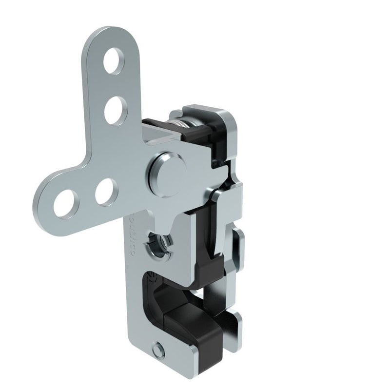 SOUTHCO Rotary Push-to-Close Latch, Two Stage, with Integrated Bumper, 2-Point Lever, 1/4-20 Thread, Steel, Zinc Plate, Bright chromate [R4-10-41-305-10]