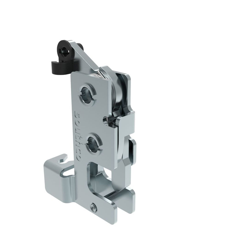 SOUTHCO Rotary Push-to-Close Latch, Small Size, Two Stage, with Integrated Cable Mounting Bracket, Bottom Trigger, 1/4-20 Thread, Steel, Zinc Plate, Bright chromate [R4-10-41-502-10]