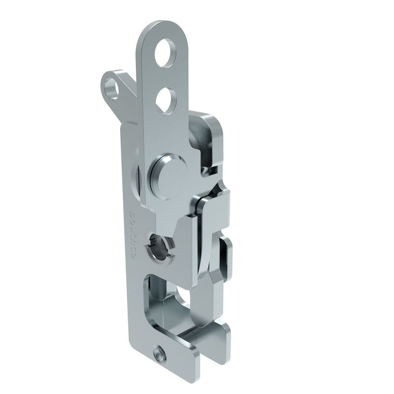 SOUTHCO Rotary Push-to-Close Latch, Small Size, Two Stage, with Standard, Dual Trigger, In-line / Bottom Trigger, 1/4-20 Thread, Steel, Zinc Plate, Bright chromate [R4-10-41-701-10]
