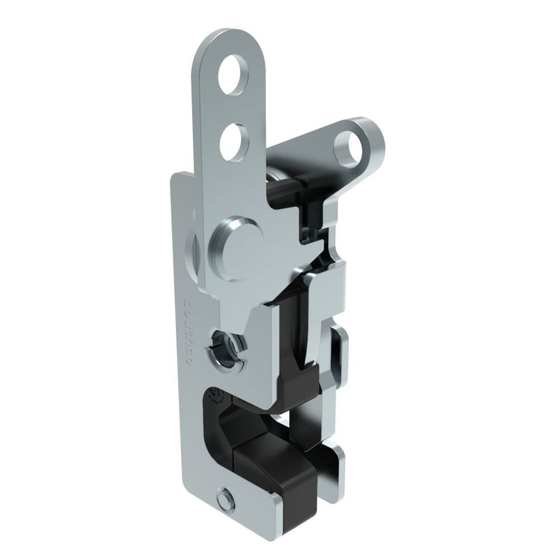 SOUTHCO Rotary Push-to-Close Latch, Small Size, Two Stage, with Integrated Bumper, Dual Trigger, In-line / Top Trigger, 1/4-20 Thread, Steel, Zinc Plate, Bright chromate [R4-10-41-805-10]