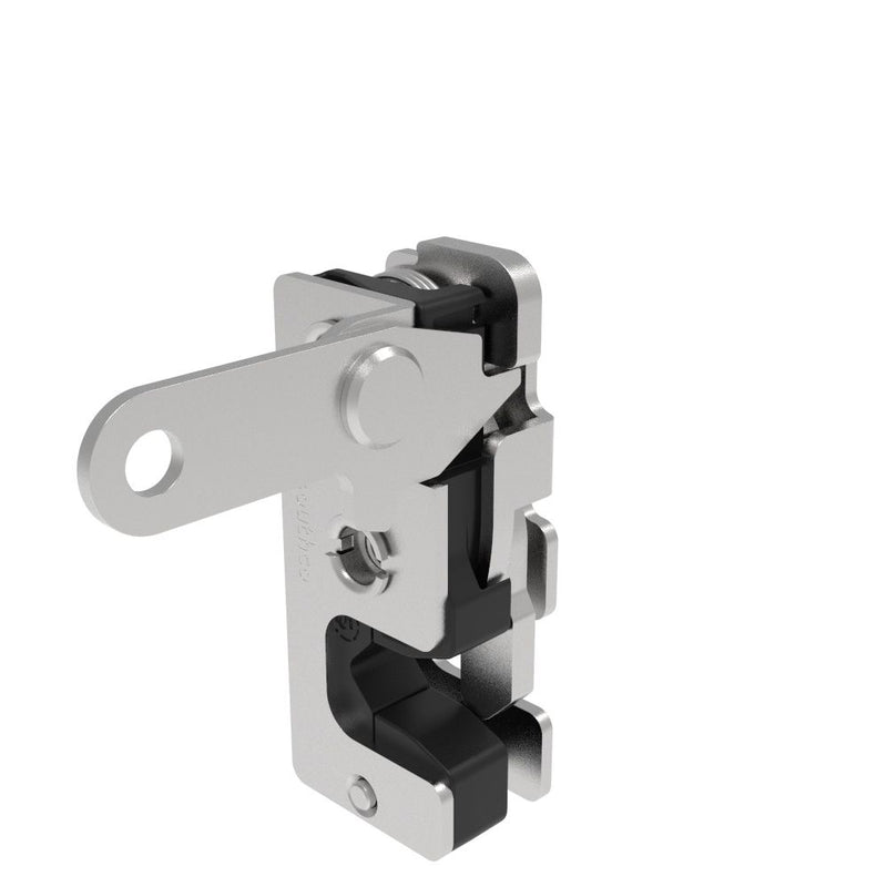 SOUTHCO Rotary Push-to-Close Latch, Small Size, Two Stage, with Integrated Bumper, Perpendicular Trigger, M6 Thread, Stainless Steel, Passivated [R4-10-42-105-20]