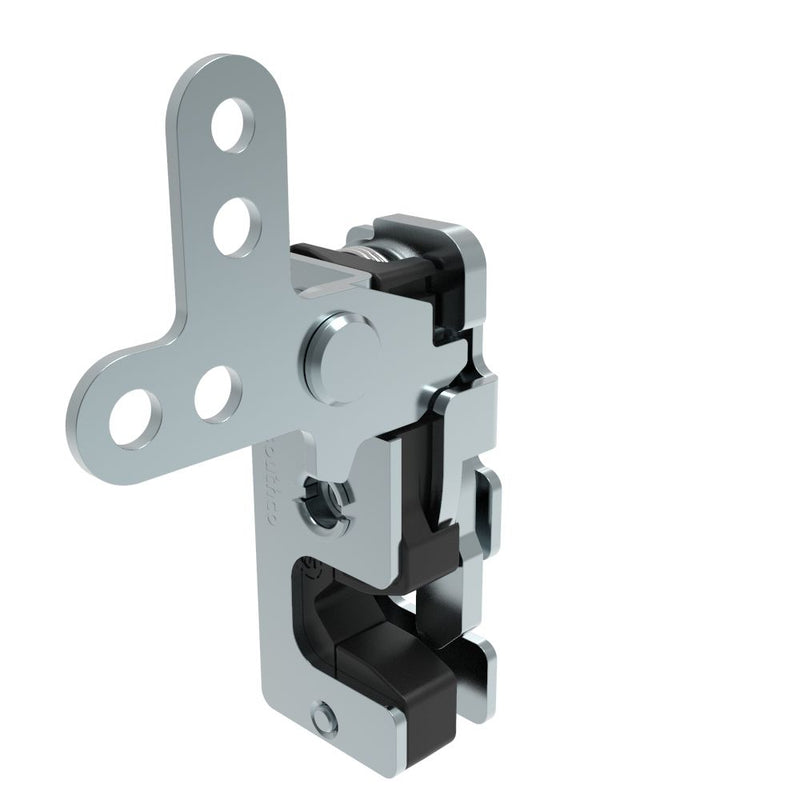 SOUTHCO Rotary Push-to-Close Latch, Two Stage, with Integrated Bumper, 2-Point Lever, M6 Thread, Steel, Zinc Plate, Bright chromate [R4-10-42-305-10]