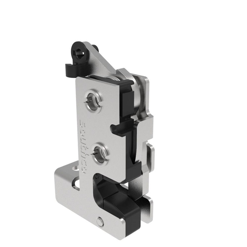 SOUTHCO Rotary Push-to-Close Latch, Small Size, Two Stage, with Integrated Bumper, Bottom Trigger, M6 Thread, Stainless Steel, Passivated [R4-10-42-506-20]