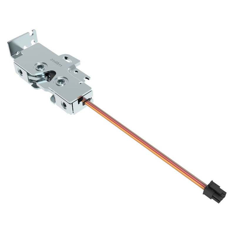 SOUTHCO Rotary Push-to-Close Latch, Medium Size, Single Stage with Switch, Bottom Trigger, Integrated Cable Mounting Bracket (for cable with spring), Integrated Bumper, Top Mount, Steel, Zinc Plate, Bright Chromate [R4-25-230-5106-10]