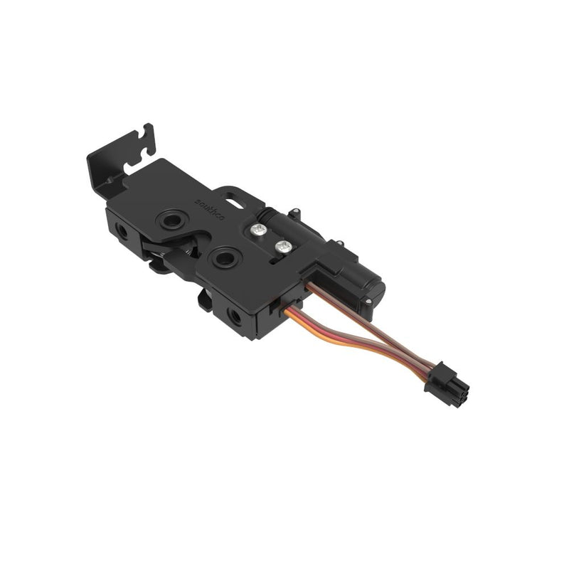 SOUTHCO Rotary Push-to-Close Latch, Medium Size, Single Stage with Switch and 12V Actuator, Bottom Trigger, Integrated Cable Mounting Bracket (for cable with spring), Top Mount, Steel, Zinc Nickel [R4-25-230-51B2-15]