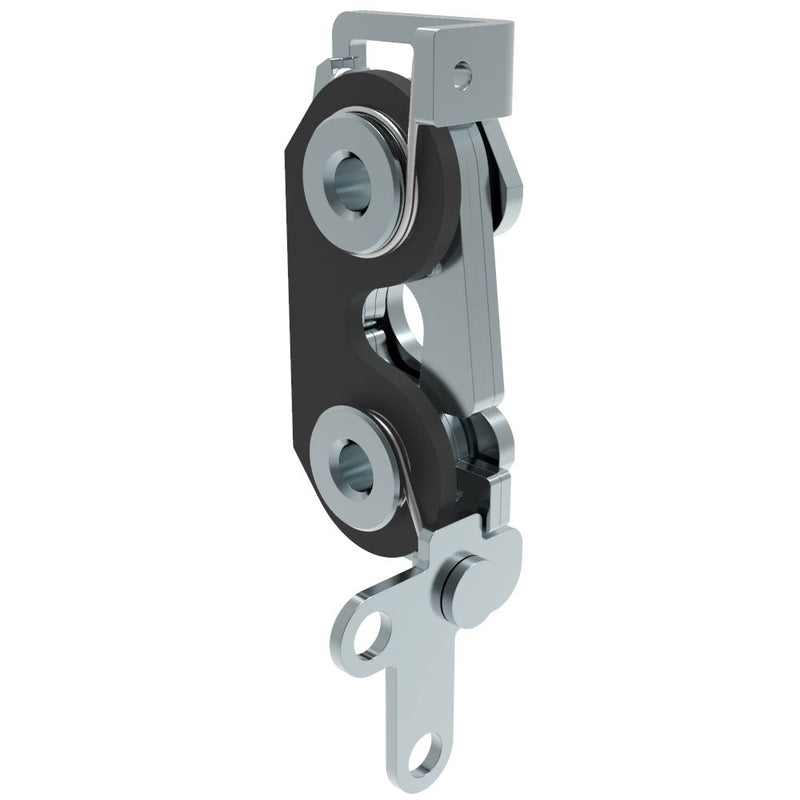 SOUTHCO Rotary Push-to-Close Latch, Large Size, Two Stage with Bumper, 2-Point, M6 Thread, Steel, Zinc Plate, Bright Chromate, Bright [R4-30-32-305-10]