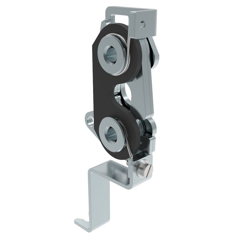 SOUTHCO Rotary Push-to-Close Latch, Large Size, Two Stage with Bumper, Bottom with bracket, 6.7 mm Thru, Steel, Zinc Plate, Bright Chromate, Bright [R4-30-30-506-10]