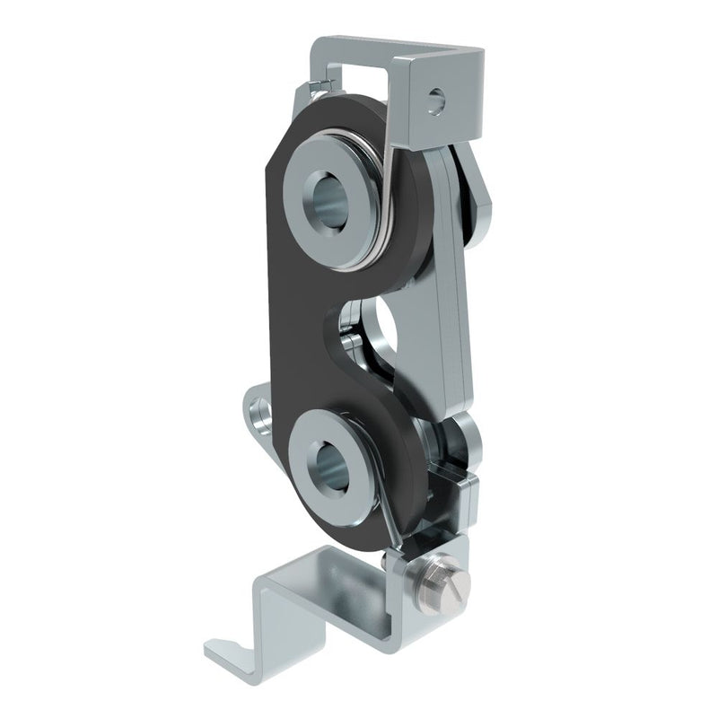 SOUTHCO Rotary Push-to-Close Latch, Large Size, Single Stage with Bumper, Bottom with bracket, M6 Thread, Steel, Zinc Plate, Bright Chromate, Bright [R4-30-12-507-10]