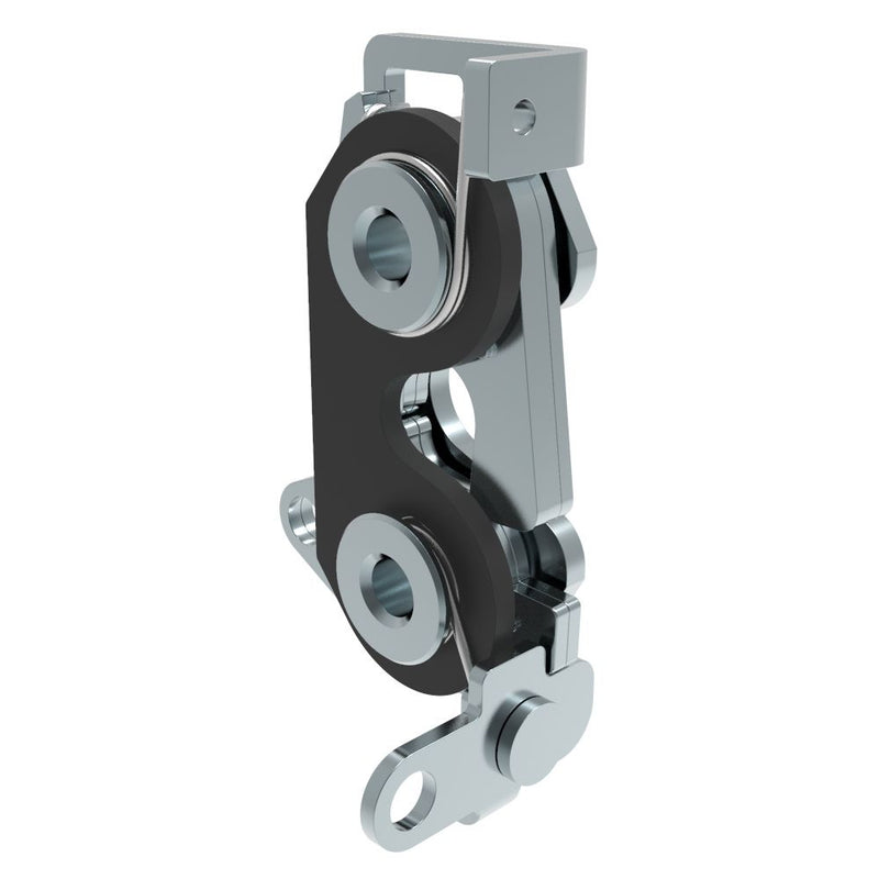 SOUTHCO Rotary Push-to-Close Latch, Large Size, Single Stage with Bumper, Dual Trigger, Perpendicular / Bottom, 6.7 mm Thru, Steel, Zinc Plate, Bright Chromate, Bright [R4-30-10-705-10]