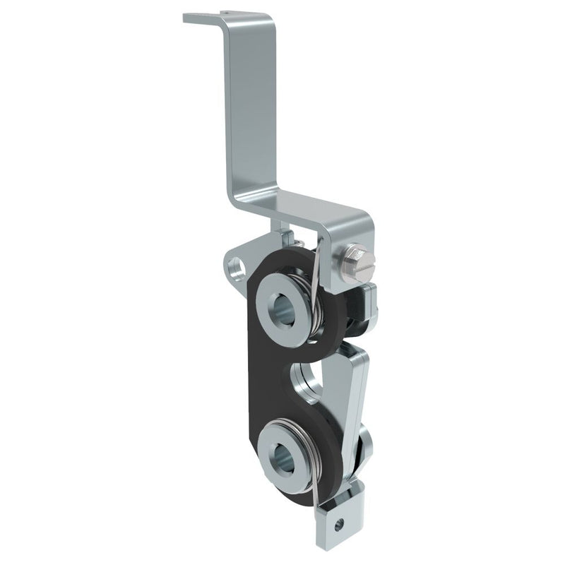 SOUTHCO Rotary Push-to-Close Latch, Large Size, Single Stage with Bumper, Bottom with bracket, 6.7 mm Thru, Steel, Zinc Plate, Bright Chromate, Bright [R4-30-20-506-10]