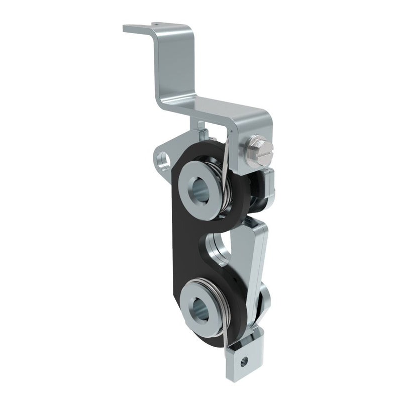 SOUTHCO Rotary Push-to-Close Latch, Large Size, Single Stage with Bumper, Bottom with bracket, 6.7 mm Thru, Steel, Zinc Plate, Bright Chromate, Bright [R4-30-20-507-10]