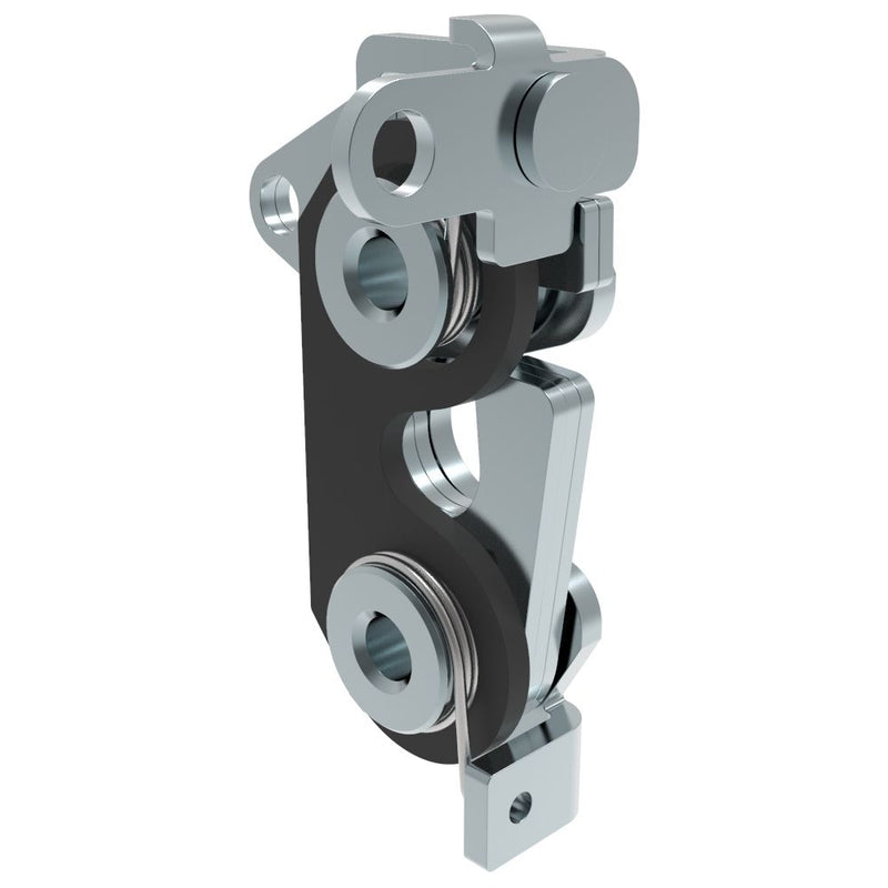 SOUTHCO Rotary Push-to-Close Latch, Large Size, Single Stage with Bumper, Dual Trigger, Perpendicular / Bottom, 6.7 mm Thru, Steel, Zinc Plate, Bright Chromate, Bright [R4-30-20-705-10]
