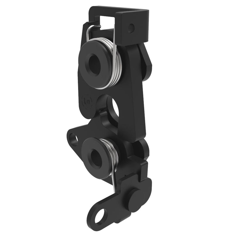 SOUTHCO Rotary Push-to-Close Latch, Large Size, Two Stage, Dual Trigger, Perpendicular / Bottom Trigger, 1/4-20 Thread, Steel, Zinc Nickel, Black [R4-30-31-701-15]