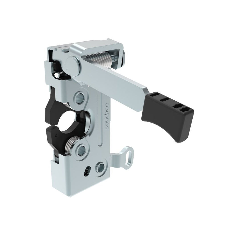 SOUTHCO Push-to-close Rotary Latch, Heavy Duty Size, Two Stage, Pre-loaded Hand Lever, Dual Trigger, Hand / Bottom Cable, Rod, 7.2 mm Thru, Steel, Zinc Plate, Bright Chromate [R4-50-30-4A51-10]