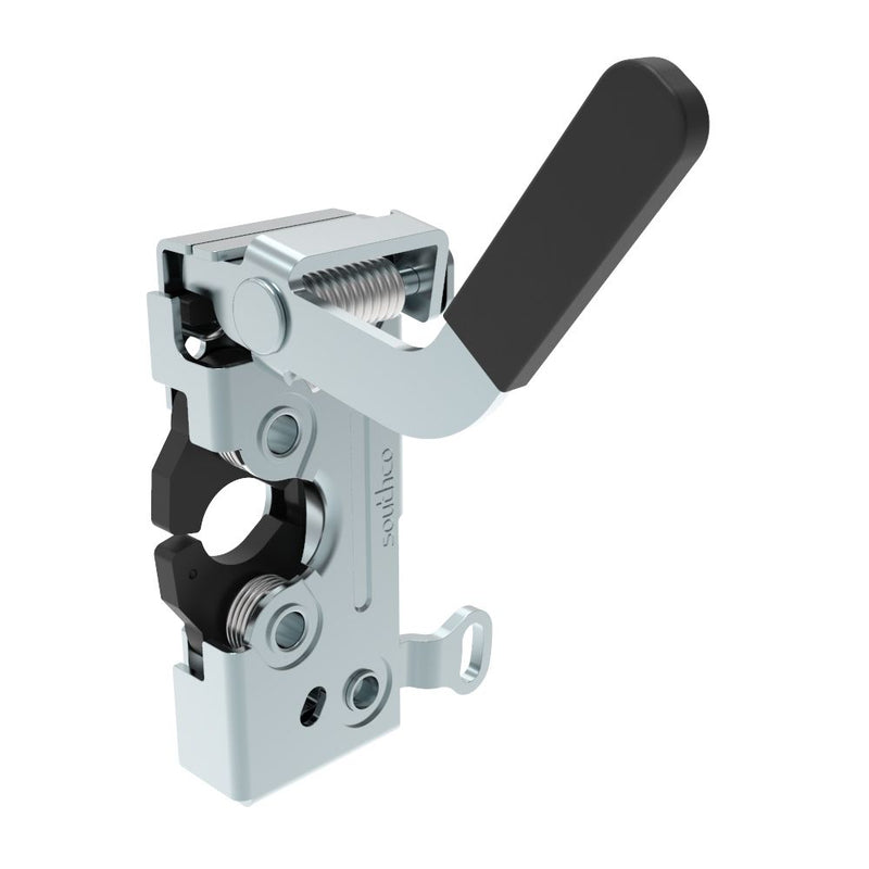SOUTHCO Push-to-close Rotary Latch, Heavy Duty Size, Two Stage, Pre-loaded Hand Lever, Dual Trigger, Hand / Bottom Cable, Rod, M6 Thread, Steel, Zinc Plate, Bright Chromate [R4-50-32-4B51-10]