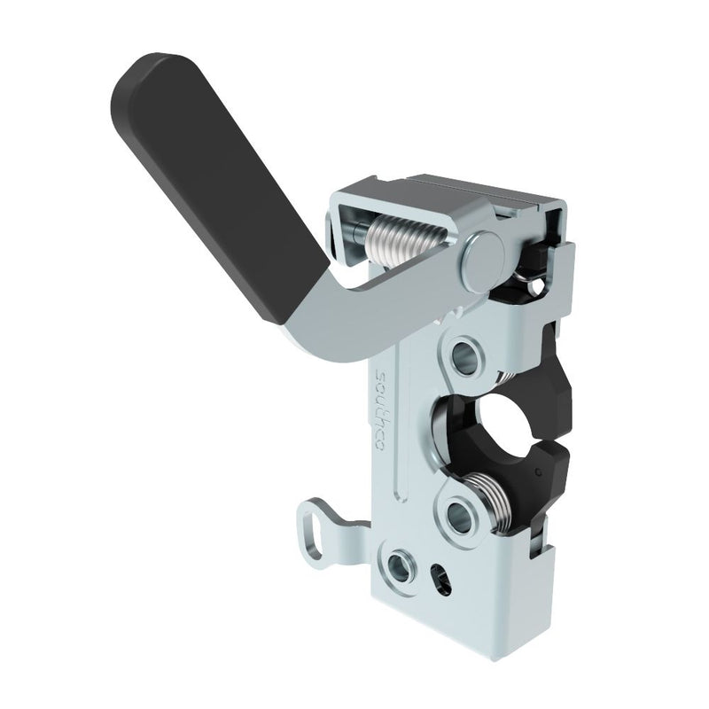SOUTHCO Push-to-close Rotary Latch, Heavy Duty Size, Two Stage, Pre-loaded Hand Lever, Dual Trigger, Hand / Bottom Cable, Rod, 7.2 mm Thru, Steel, Zinc Plate, Bright Chromate [R4-50-40-4B51-10]