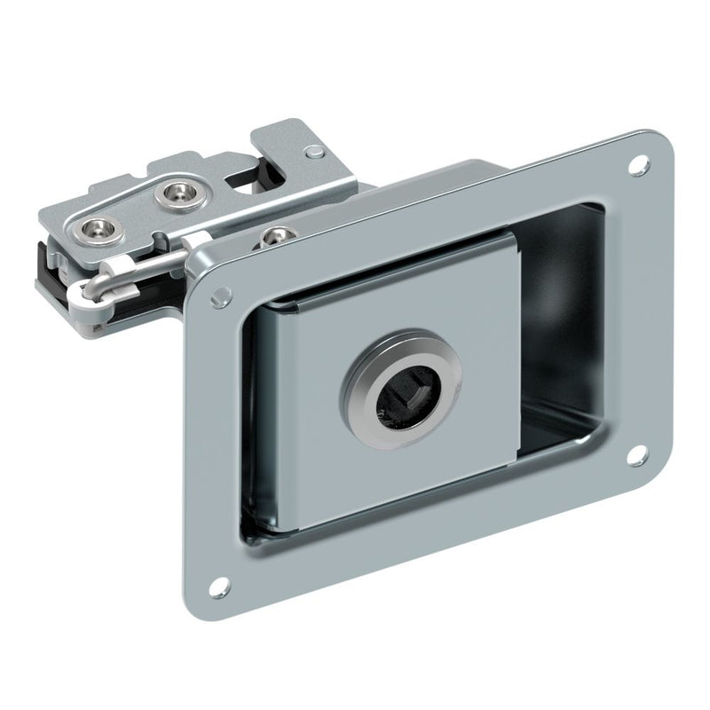 SOUTHCO Rotary Push-to-Close Latch, Paddle Actuated, Single Stage, Key Locking, Rivet Thru Hole, Zinc Plate, Bright chromate [R4-82-692-10]
